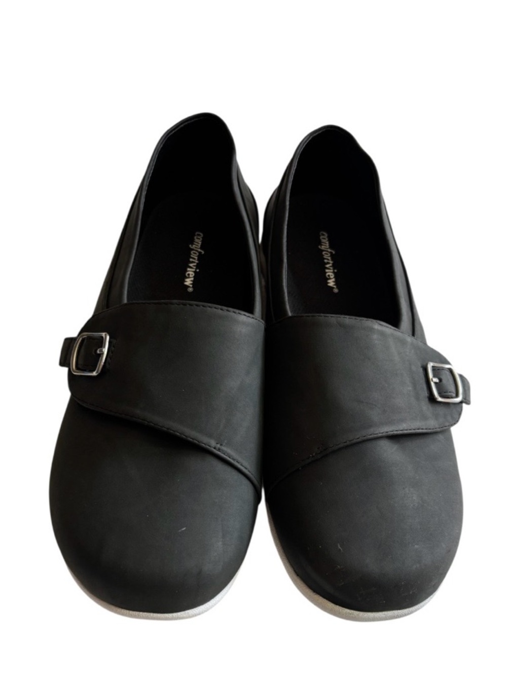 New Comfortview Black Slip-On Loafers with Buckle. Size 9.5W